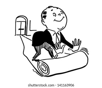 Rolling Out The Red Carpet - Retro Clip Art Illustration