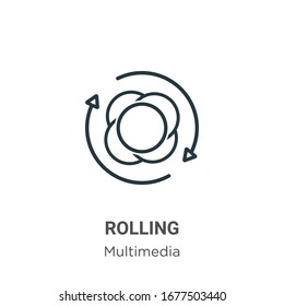 Rolling outline vector icon. Thin line black rolling icon, flat vector simple element illustration from editable multimedia concept isolated stroke on white background
