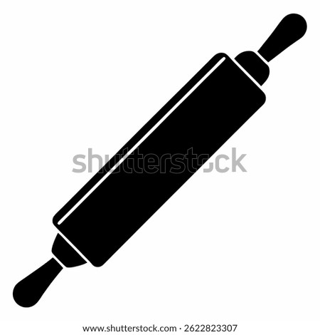 Rolling pin black icon on white background.