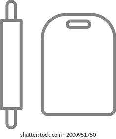 Rolling pin and board, illustration, on a white background.