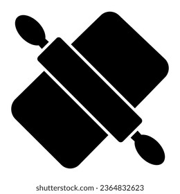 Rolling pin and board solid icon, Cooking concept, Dough making tools sign on white background, Cutting board and bread roller icon in glyph style for mobile, web design. Vector graphics