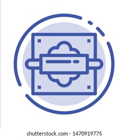 Rolling, Pin, Bread, Kitchen Blue Dotted Line Line Icon. Vector Icon Template background