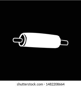rolling pin cartoon doodle icon vector hand drawing  flat black
