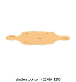 Rolling pin in cartoon flat style. Vector illustration of wood dough roller, kitchen baking tools