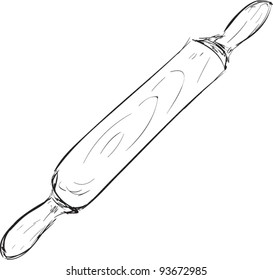 Rolling pin cartoon sketch vector illustration
