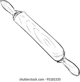 Rolling pin cartoon sketch vector illustration