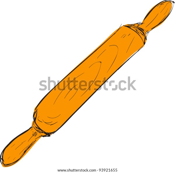 Rolling pin cartoon sketch vector illustration