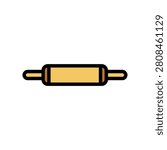 Rolling pin colored outline icon. Wooden rolling pin illustration with colorful outline details. Great for baking, bakery, kitchen equipment, and culinary themes.