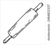 rolling pin cute doodle style illustration, kitchen utensils