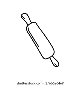 Rolling pin doodle icon isolated kitchen tools