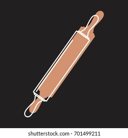 Rolling pin in doodle style icons vector illustration for design and web isolated on black background. Rolling pin vector object for labels and logo