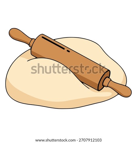 rolling pin and dough baking flat color vector illustration template design