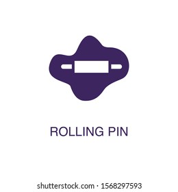 Rolling pin element in flat simple style on white background. Rolling pin icon, with text name concept template