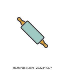 Rolling pin filled outline icon, line vector sign, linear colorful pictogram isolated on white. Symbol, logo illustration. Vector graphics