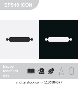 Rolling pin flat black and white vector icon.