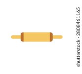 Rolling pin flat icon. Wooden rolling pin illustration with clean flat style. Perfect for baking, pastry making, kitchen tools, and dessert designs.