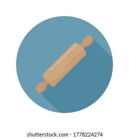 Rolling pin flat illustration with long shadow. Vector.