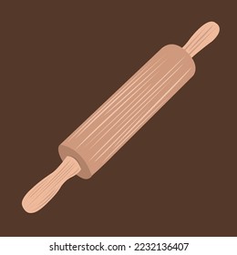 Rolling pin flat vector illustration. Cute wooden rolling pin cartoon vector illustration for graphic design and decorative element