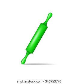 Rolling pin in green design with shadow 