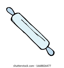 Rolling pin, hand drawn doodle sketch, sign and symbols black and white vector illustration