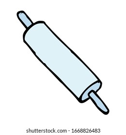 Rolling pin, hand drawn doodle sketch, sign and symbols black and white vector illustration