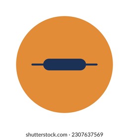 Rolling pin homemade with brown circle vector icon illustration