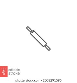 rolling pin icon, baker icon. dough flour Wooden rolling pin plunger. Kitchen utensil for cooking food and bakery. outline style Editable stroke vector illustration design on white background. EPS 10