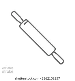 rolling pin icon, baker icon. dough flour Wooden rolling pin plunger. Kitchen utensil for cooking food and bakery. outline style Editable stroke vector illustration design on white background. EPS 10