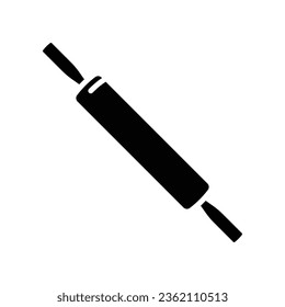 rolling pin icon, baker icon. dough flour Wooden rolling pin plunger. Kitchen appliance utensil symbol for cooking food and bakery. Solid style vector illustration design on white background EPS 10