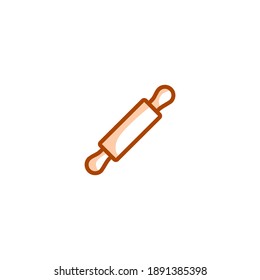 Rolling pin icon. Bakery icon. Simple, flat, outline, brown, two tones, color.