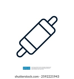 Rolling Pin Icon for Baking and Cooking Utensil in Kitchen Preparation and Culinary Arts