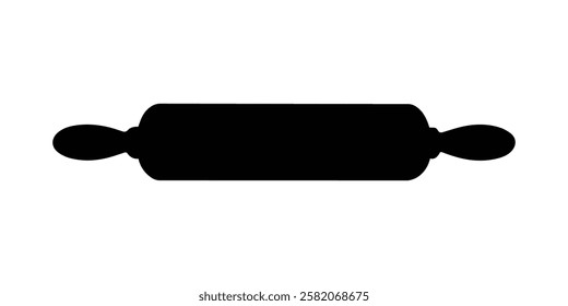 Rolling pin icon. Black rolling pin silhouette vector illustration isolated on white background