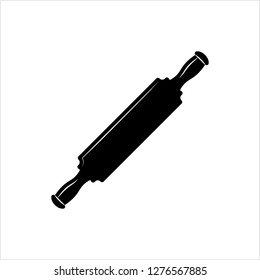 Rolling Pin Icon, Dough Rolling Equipment Vector Art Illustration