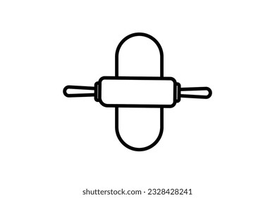 Rolling pin icon with dough . icon related to element of bakery, cooking, kitchen. Line icon style design. Simple vector design editable