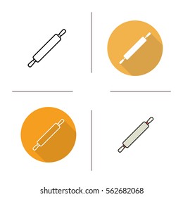 Rolling pin icon. Flat design, linear and color styles. Isolated vector illustrations