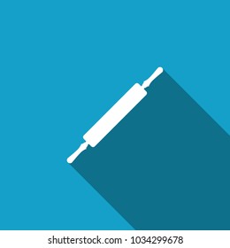 Rolling pin icon isolated with long shadow. Flat design. Vector Illustration