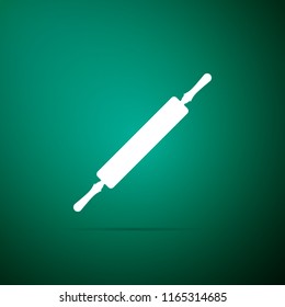 Rolling pin icon isolated on green background. Flat design. Vector Illustration