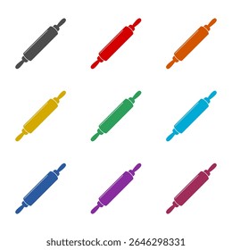 Rolling pin icon isolated on white background. Set icons colorful