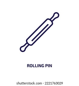 rolling pin icon from kitchen collection. Thin linear rolling pin, rolling, pin outline icon isolated on white background. Line vector rolling pin sign, symbol for web and mobile