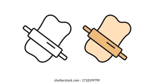 Rolling pin icon. Linear vector dough symbol in flat style.