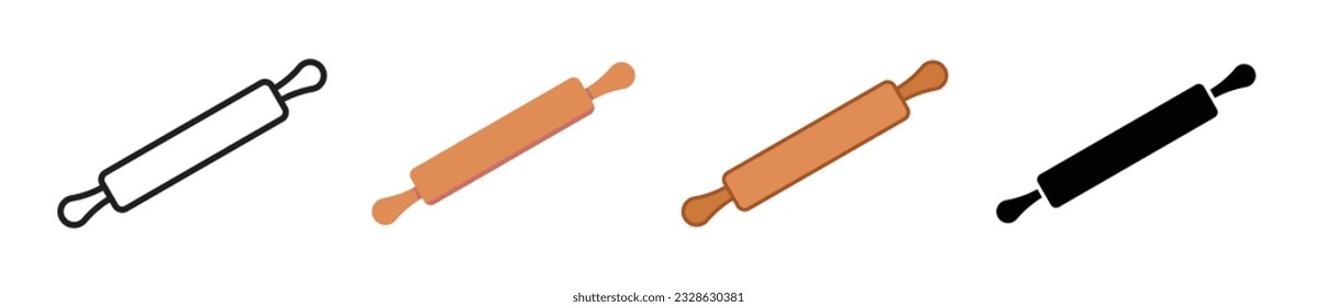 rolling pin icon for making dough flat bakery bread