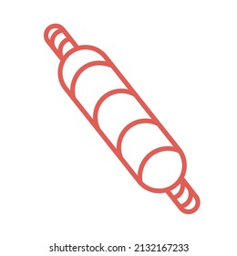 Rolling pin icon Red simple vector illustration Linear logo Contour isolated vector image on white background