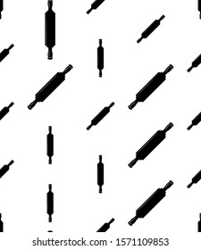 Rolling Pin Icon Seamless Pattern, Dough Rolling Equipment Vector Art Illustration