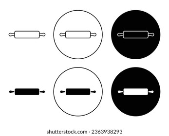 Rolling pin icon set in black filled and outlined style. suitable for UI designs