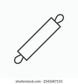 Rolling pin icon in thin black lines