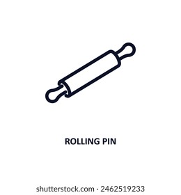 rolling pin icon. Thin line rolling pin icon from kitchen collection. Outline vector isolated on white background. Editable rolling pin symbol can be used web and mobile