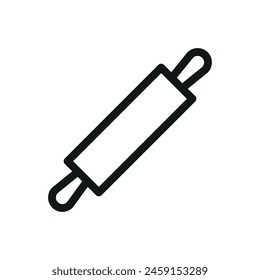 Rolling pin isolated icon, wooden rolling pin vector symbol with editable stroke