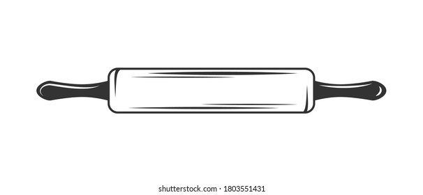 Rolling pin isolated on white background. Bakery design elements. Vector illustration