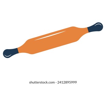 Rolling pin isolated on white background. Vector illustration in flat style. Empty space for text. Vector illustration.