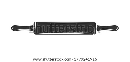Rolling pin isolated on white background. Bakery design elements. Vector illustration